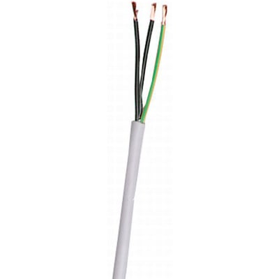 Styrekabel HS-JZ 5G4 T500 med afisoleret ende, der viser tre kobberledere og en grøn/gul jordleder.