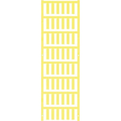 Weidmüller SlimFix ledningsmærker i gul farve med pladsbesparende design, fremstillet af Wemid/polyamid. Leveres på en list.