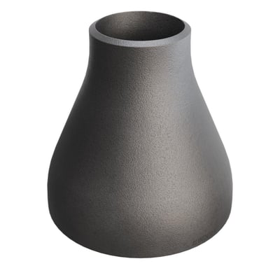 Koncentrisk reduktion i P235GH stål, 88,9 mm til 42,4 mm, med en mat grå overflade og hvid baggrund.