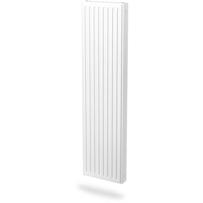 Purmo VR21 lodret panelradiator i hvid RAL9016, 1800 mm høj og 750 mm lang, vist på hvid baggrund med skygge.