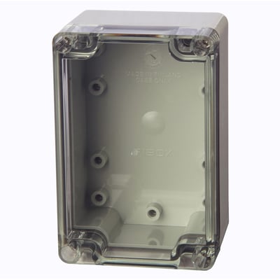 Fibox Euronord PCT081607 kasse i polycarbonat med transparent låg, 80x160x65 mm, isoleret.