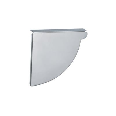 Vmzinc Endebund BZ i zink, 333 mm, til 12" tagrende, venstre 1/4 rund, vist på hvid baggrund.