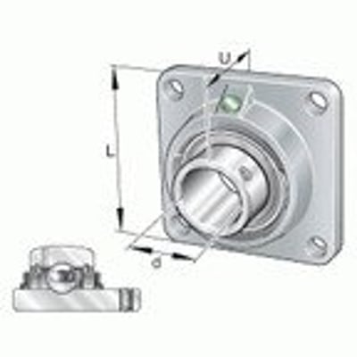 INA RCJY55-XL-I spænderingslejeenhed med firehuls flangelejehus i støbejern og R-tætning.