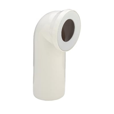 Detaljeret vinkelbøjning på 90 grader fra Viega med 100 mm diameter, produktet er i lys beige farve.