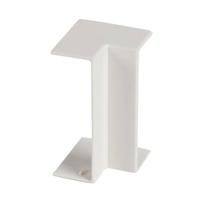 Legrand DLP-S Mini indvendigt hjørne 60x20mm i hvid plast, vist isoleret mod en hvid baggrund.