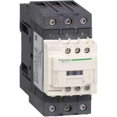 Schneider Electric TeSys D kontaktor, LC1D, 65A, 3P, 400VAC, med 1 NO og 1 NC hjælpekontakt, tydeligt mærket med terminaler.