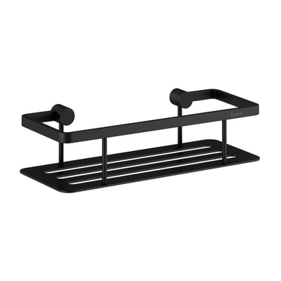 Smedbo Sideline brusekurv i mat sort, fremstillet af massiv messing med mål på 250 x 103 mm.