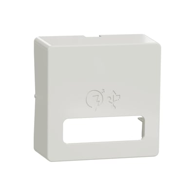 Lauritz Knudsen LK Fuga afdækning i lysegrå til USB A+C hurtiglader, 1 modul, med tydelige symboler for lynopladning og USB.