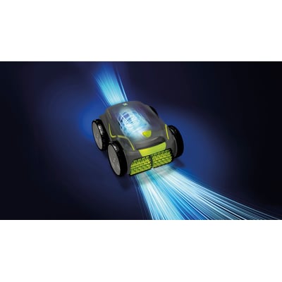 Zodiac Robot GV 5220 poolrenser i aktion med lysende effekt, der symboliserer rengøring.