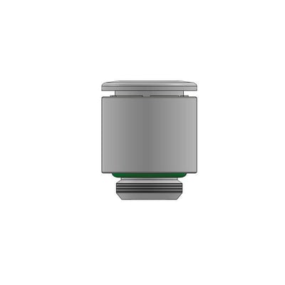 Lige push-in fitting i syrefast stål AISI316L med Ø4 rør og M5 gevind, CE/NSF godkendt til fødevarer.