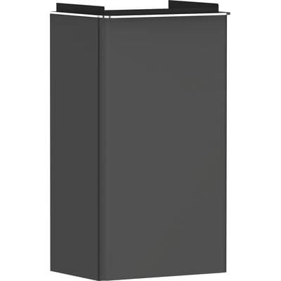 Hansgrohe Xelu Q vaskeskab i mat diamantgrå, visende venstrehængt låge og slanke dimensioner på 340x245x605mm.