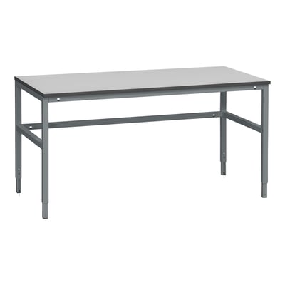 WFI Filebænk LD 300 med laminatbordplade, måler 1600x800 mm, med justerbare stålben.