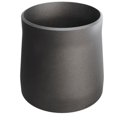 Konisk reduktion i P235GH stål, med dimensionerne 133.0/4X114.3/3.6, viser et ensartet gråt finish og en åben top.