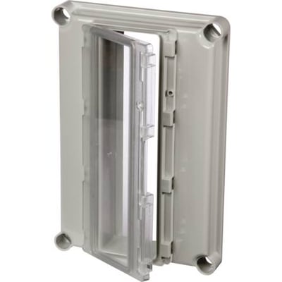 Fibox hængsellåg EK JGL13-1 i polycarbonat, med et åbent transparent låg, 190x280x45mm.