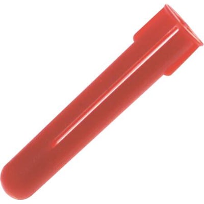 Rød plug til installationsopgaver med målene Ø5,5 mm diameter og 32 mm længde, fremstillet i plast.