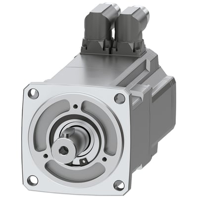Siemens SIMOTICS S-1FK2 HD servomotor med moment på 1,27 Nm og IP64 beskyttelse, vist med aksel og DRIVE-CLiQ stik.