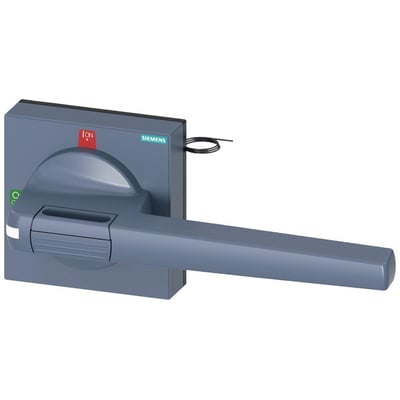 Siemens håndtag 8UD1 med rød ON markering og SIEMENS logo på en grå enhed.