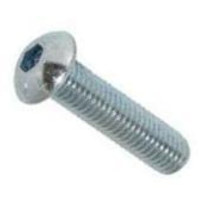 M6X16 ISO 7380 el galvaniseret button head skrue med indvendig 6-kant og delgevind på hvid baggrund.