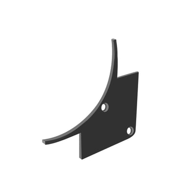 Sort SLC Pro C4 hjørneprofil i aluminium, 2,5 meter lang med to forborede huller og en buet sektion.