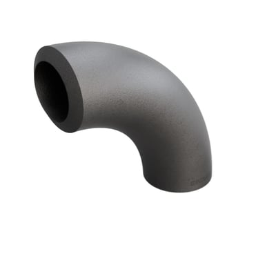 Grå 90° bøjning i P235GH-TC1 stål fra Indura, 21,3 x 3,2 mm, med en radius på 42,5 mm.