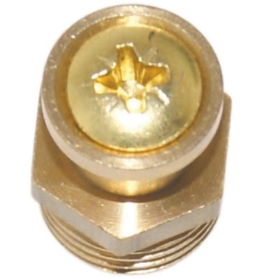 Gasprøvestuds 1/4" i messing med et guldbelagt skruehoved og sekskantet base for montering.