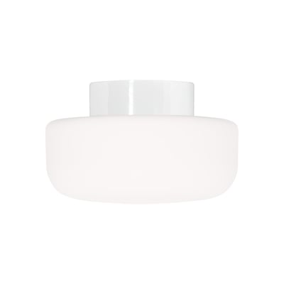 Ifö Electric Solenne loft- og væglampe med hvid, mat opal skærm og hvid base, vist isoleret på hvid baggrund.