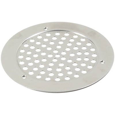 Blücher rist circle Vienna vinyl Ø 155 mm med skruelås i syrefast stål, sat på en hvid baggrund, viser perforeret overflade og kromfinish.