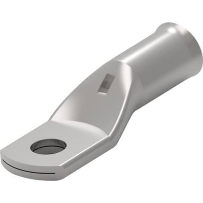 TE Connectivity rørformet kabelsko i kobber med tinfinish til 95 mm² ledere og 12 mm hul på neutral baggrund.