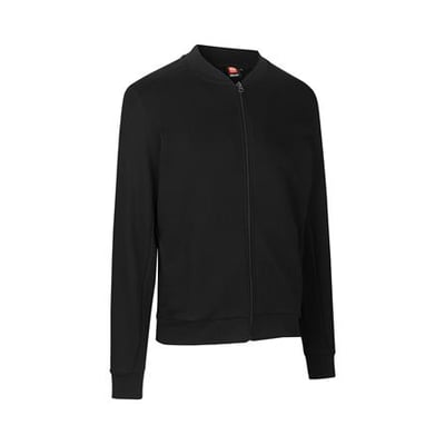 ID Identity Cardigan Pro Wear i sort, str. 5XL, med rib i krave, ærmer og bund, samt YKK lynlås.