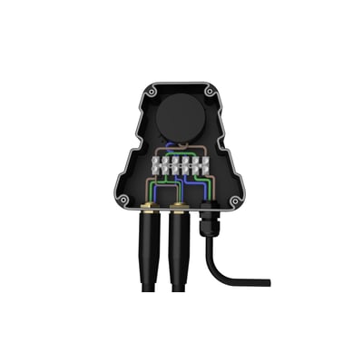 Åben Ansell Lighting OCTO Outdoor Controller viser interne skrueforbindelser til SWA- eller udendørs kabler.