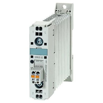 Siemens SIRIUS SC solid-state kontaktor 3RF2310-2AA26 med 400-600V/110-230VAC og fjederklemme tilslutning på isoleret baggrund.