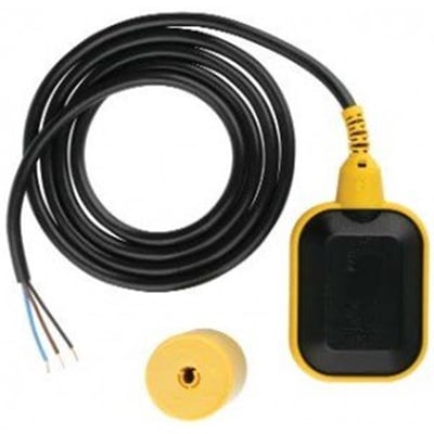 Niveauvippe med 1 skiftekontakt og 2 meter kabel, inklusive en gul kontravægt.