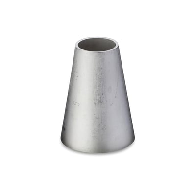 Koncentrisk reduktion i rustfrit stål med dimensionerne 17,2 x 13,5 mm og tykkelse på 2,0 mm.