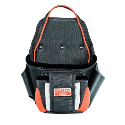 Bahco værktøjslomme 4750-2PP vist bagfra, med ergonomisk design og orange kontrastdetaljer.