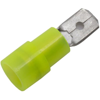Elpress isoleret spadestik i gul PVC til 4-6mm² Cu-ledere med 6,3x0,8mm dimensioner og messing/Cu-Sn terminal.