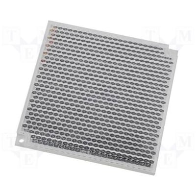 Omron E39-R40 reflektor til fotosensor, med mange små cirkulære reflekterende elementer fordelt på et firkantet panel. Måler 84,5 x 84,5 mm.