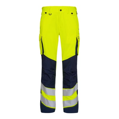 Engel arbejdsbukser 2545-319 i High-Vis gul og blå, str. 96, med refleksstriber og Cordura knælommer.