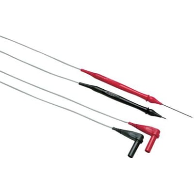 Fluke TL40 testledningssæt med udtrækkelig spids, rød og sort, med fleksible silikoneisolerede ledninger og retvinklede stik.