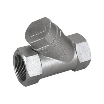 Fristrøms kontraventil i rustfrit stål med muffe-tilslutning og 1 1/4" gevind, model DN32 PN50.