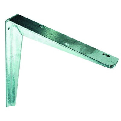 PN Beslag hyldeknægt i varmforzinket stål, 300x300mm, med synlige skruehuller og en robust konstruktion.