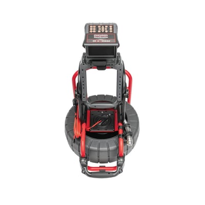 Ridgid SeeSnake Compact C40-system med CS6x Versa skærm og 40 meter skubbekabel, klar til brug.