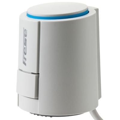 Frese On-Off aktuator til 24V, NC, 2,5 mm med tydeligt Frese logo, præsenteret på hvid baggrund.