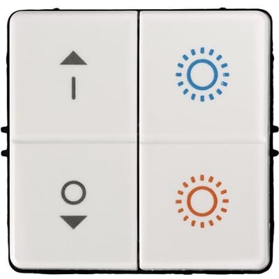 Lauritz Knudsen Tryk 4P-F swdim TW SC vægkontakt med fire symboler til lysstyring, uden ramme.