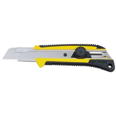 Tajima LC-661 universalkniv med 25 mm klinge, sort gummigreb og gul detaljer.