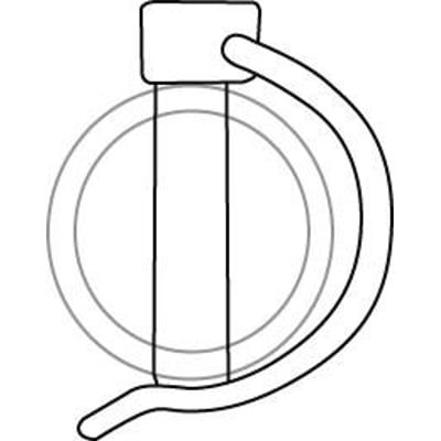 MichLar galvaniseret rørsplit med dimensionerne 6,0x32,0mm. Denne enkelte illustration viser en beskyttende kappe og en buet stift.