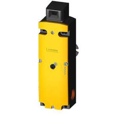 Siemens interlock-switch 1300N, 24 V DC, med gul front og sort hus til sikkerhedsafbrydelse.