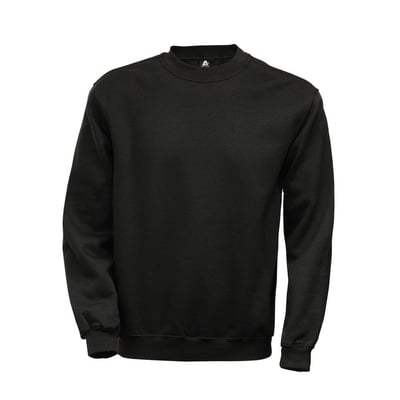 Kansas Acode 100225 sweatshirt i sort, str. 5XL, med rund hals og ribkanter, lavet af 80% bomuld og 20% polyester.