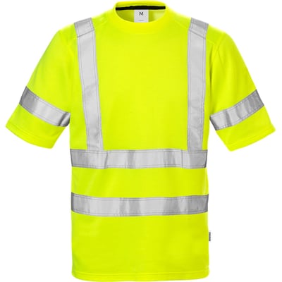 Kansas Hi-Vis t-shirt i gul str XL, med refleksbånd på front og ærmer, godkendt iht. EN ISO 20471 kl. 3.