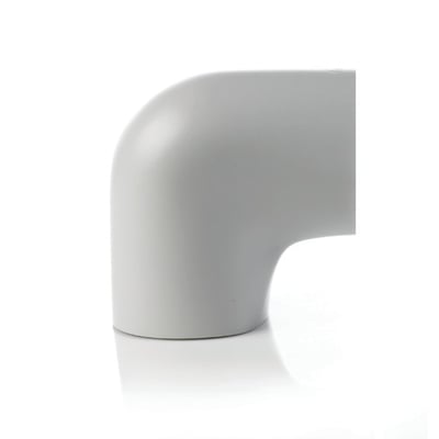 Armadan PVC-bøjning 90 grader i grå, diameter 27mm og 20mm isoleringstykkelse, vist på hvid baggrund.