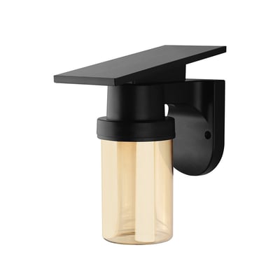 V-TAC Vt-11148cct LED væglampe med sort finish og gyldent glas, vist isoleret mod hvid baggrund.